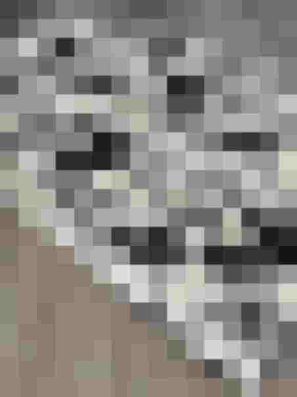 Schürze aus Baumwoll-Elasthan-Mix mit Hühner- und Blumenmuster in Schwarz-Weiß.